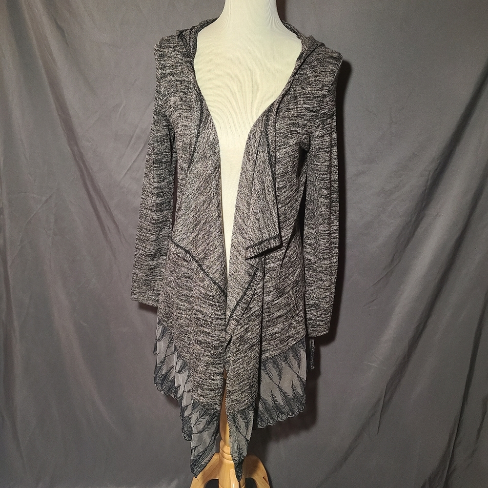 Gray Draped Front Cardigan Sweater